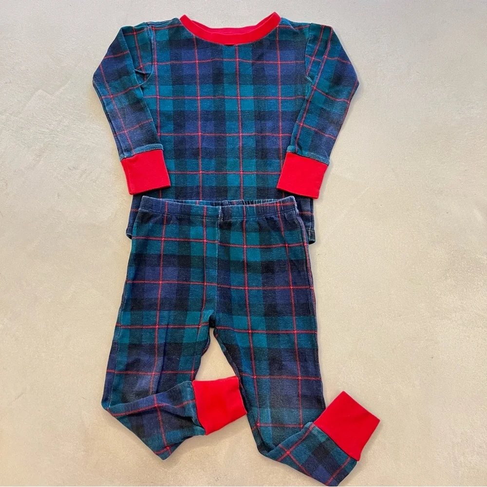 HONEST BABY CO Toddler Christmas Holiday Pajamas, Black Watch Plaid, 3T (2 sets)